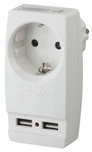 ЭРА SP-1e-USB-W (1гн+2USB, с заземл.) белый
